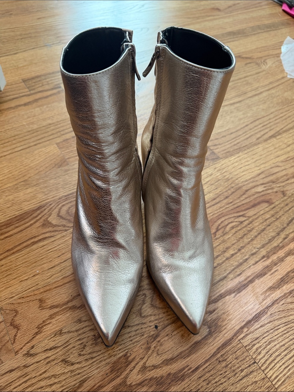 Barbara Bui Metallic GOLD Pointed-Toe Ankle Boots leather size 9